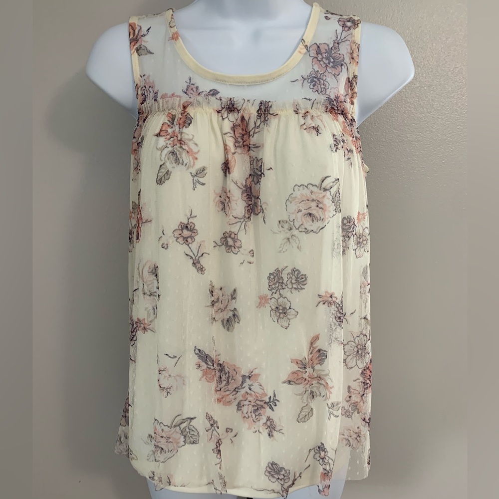 No Boundaries Cream with Floral Sleeveless Blouse